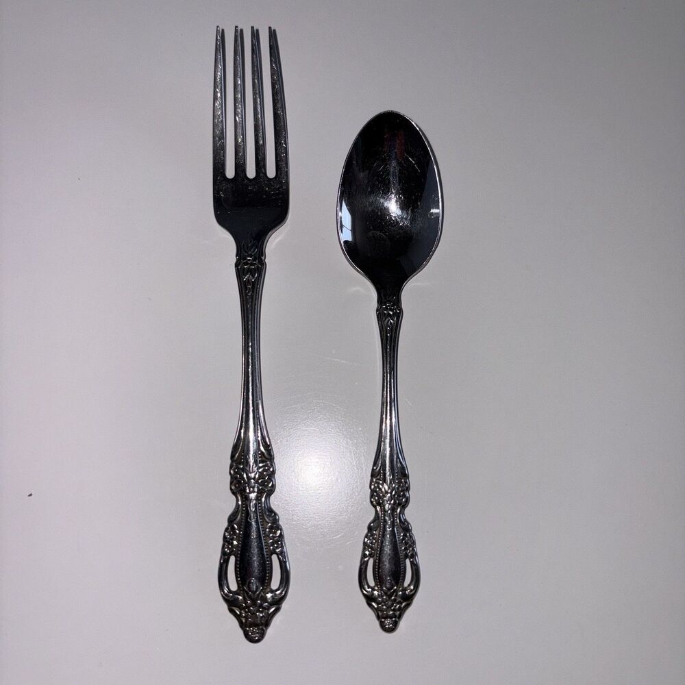 Fork & Spoon Set Oneida Raphael Distinction Deluxe Pattern Stainless Flatware - Picture 10 of 11